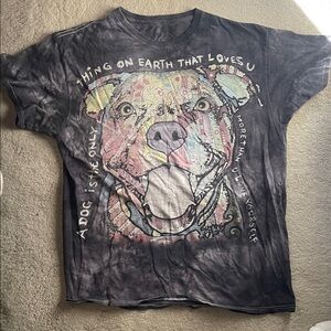 Gray Tie-Dye Dog Graphic T-Shirt